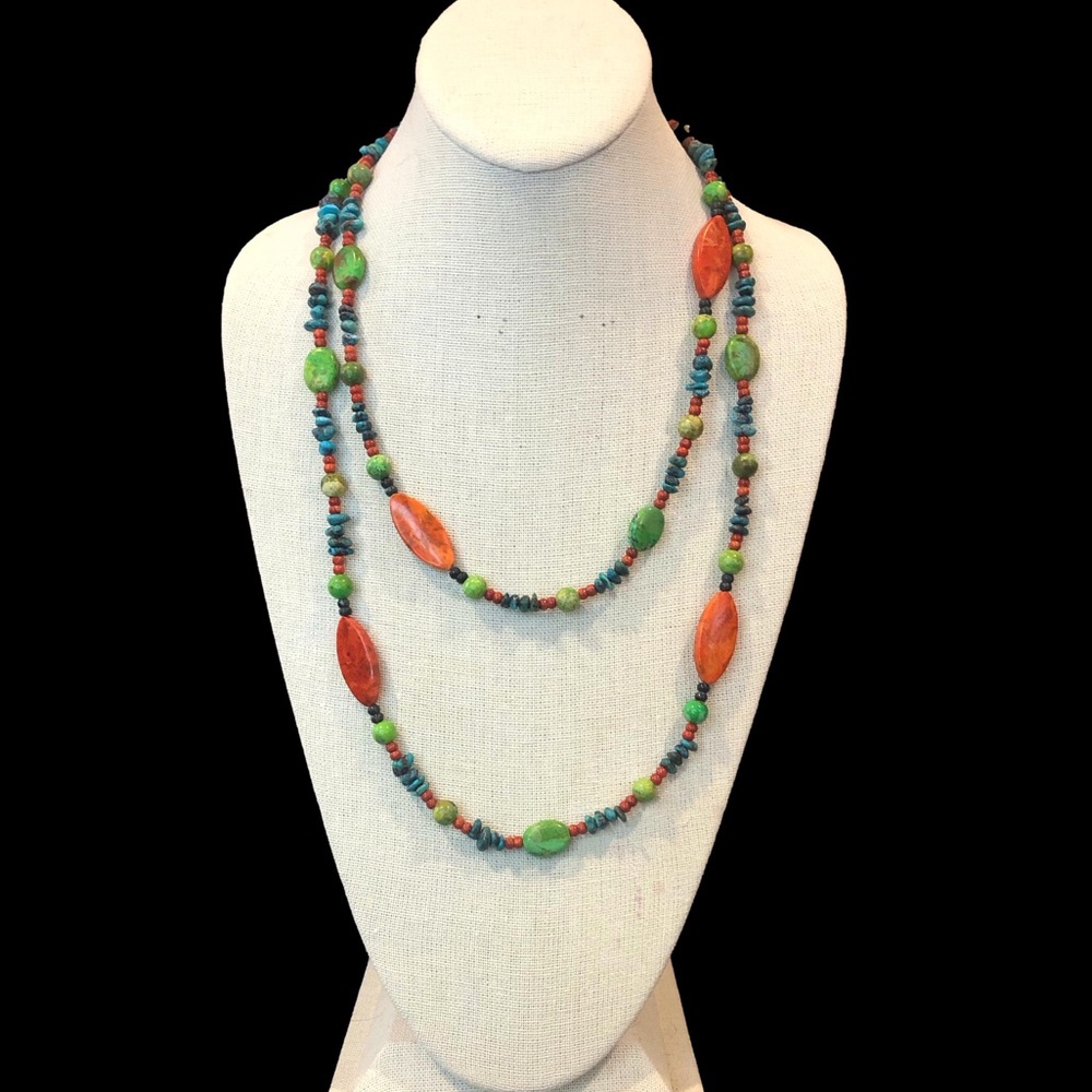 JAY KING DTR 48 inch Long Turquoise Spiny Oyster Sterling Silver Necklace - Picture 17 of 17
